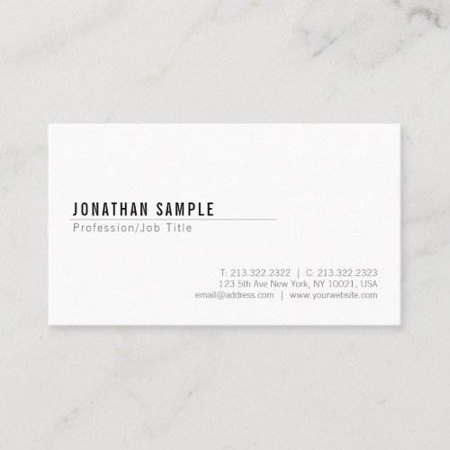 Creative Minimalist Sleek Plain Modern Elegant Business Card