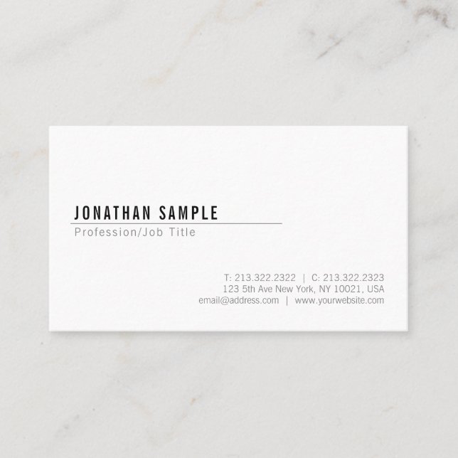 Creative Minimalist Sleek Plain Modern Elegant Business Card (Front)