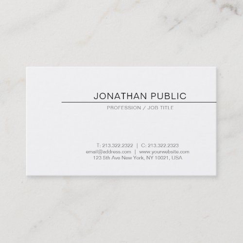 Creative Minimalistic Design Elegant White Modern Business Card