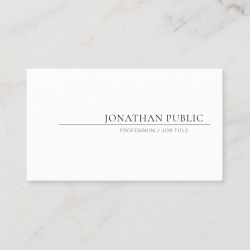 Creative Minimalistic Design Elegant White Plain Business Card