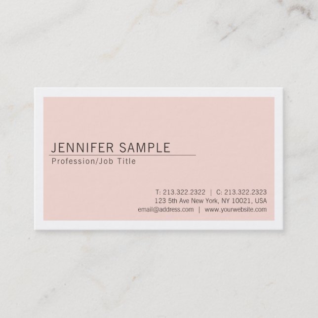 Creative Minimalistic Modern Chic Plain Trendy Business Card (Front)