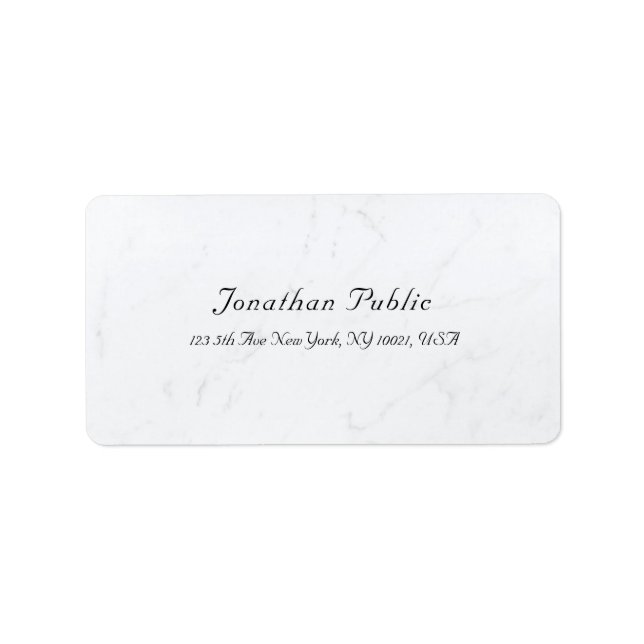 Creative Minimalistic Modern White Marble Plain Label (Front)