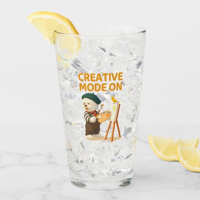 Creative Mode On: Painter Bichon Dog Artist Art Glass (Front Ice)