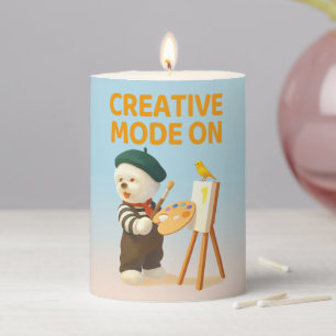 Creative Mode On: Painter Bichon Dog Artist Art Pillar Candle