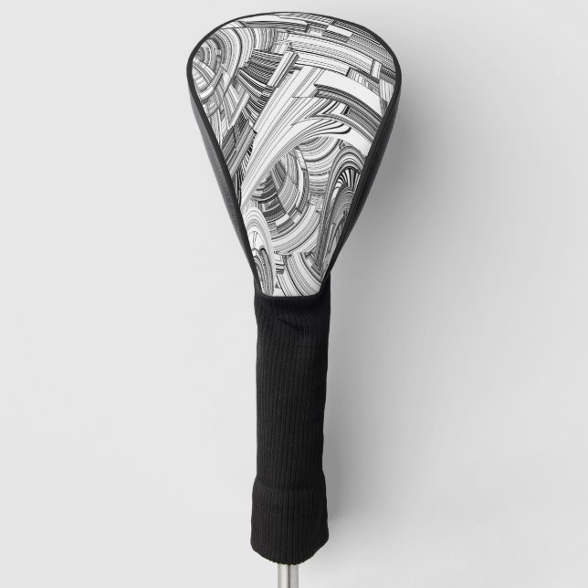 Creative Modern Art Black and White Golf Head Cover (Front)