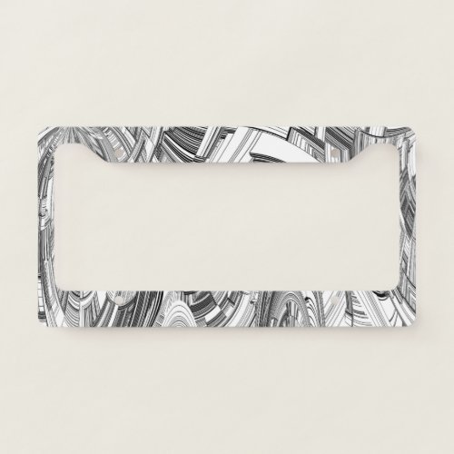 Creative Modern Art Black and White License Plate Frame