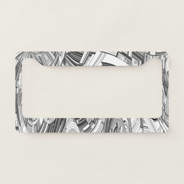 Creative Modern Art Black and White License Plate Frame (Front)