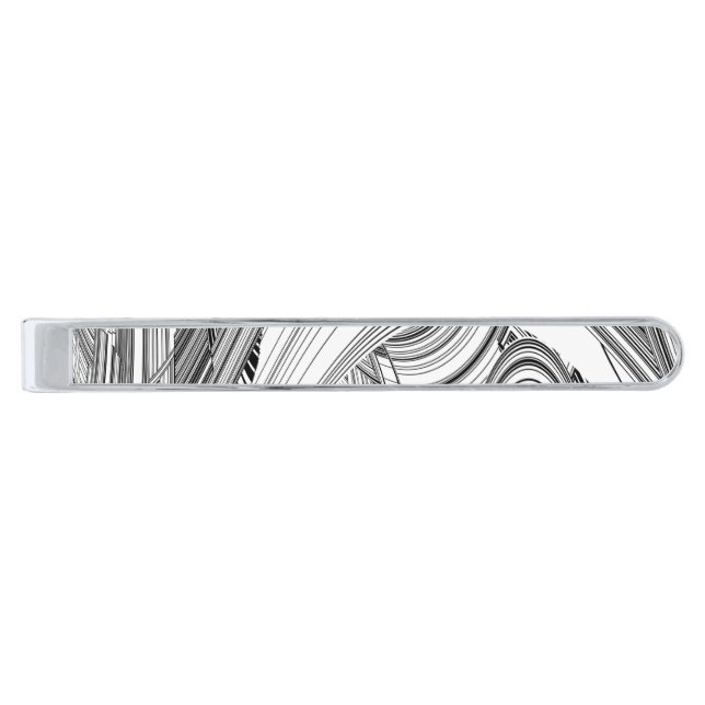 Creative Modern Art Black and White Silver Finish Tie Clip (Front)