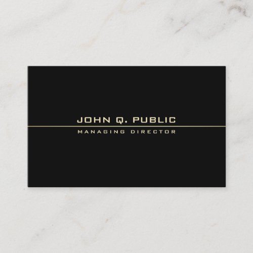 Creative Modern Black Gold Minimalist Cool Plain Business Card