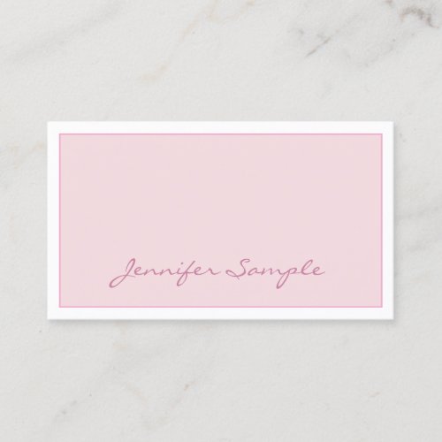 Creative Modern Blush Pink Script Elegant Simple Business Card