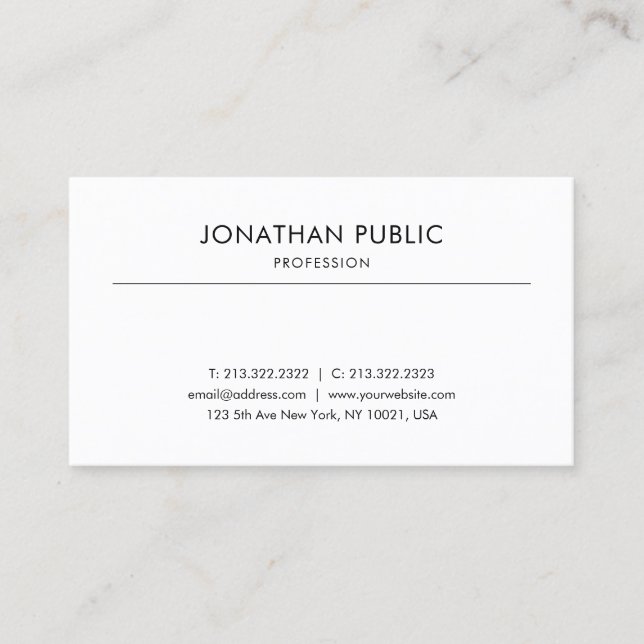 Creative Modern Design Professional Smooth Plain Business Card (Front)