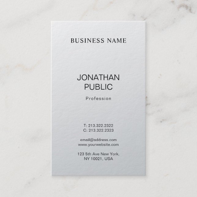 Creative Modern Design Silver Look Plain Luxury Business Card (Front)