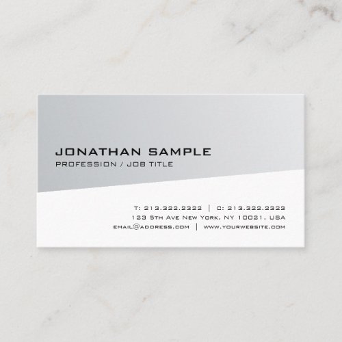 Creative Modern Design Silver White Trendy Plain Business Card