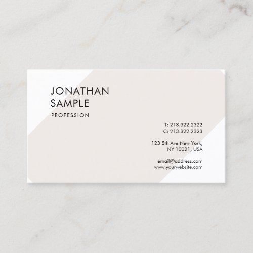 Creative Modern Design Sleek Plain Professional Business Card