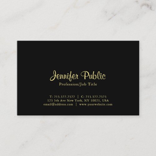 Creative Modern Elegant Black Professional Business Card