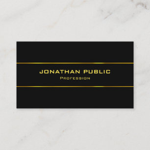 Creative Modern Elegant Black Template Gold Name Business Card