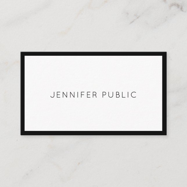 Creative Modern Elegant Black White Cool Plain Business Card (Front)