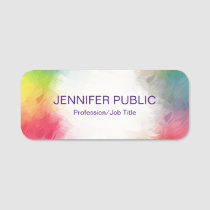Creative Modern Elegant Colorful Custom Template Name Tag