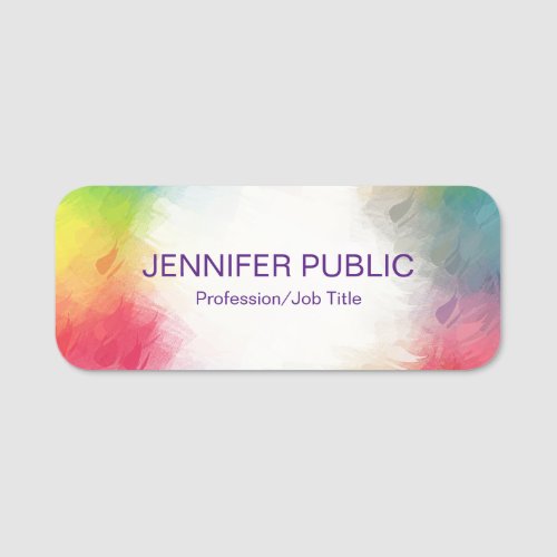 Creative Modern Elegant Colorful Custom Template Name Tag