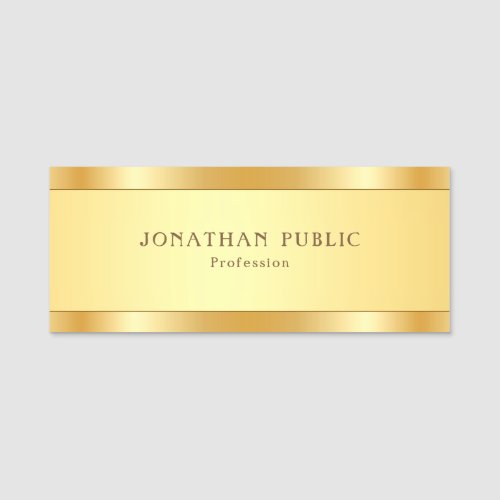 Creative Modern Elegant Gold Metallic Look Trendy Name Tag
