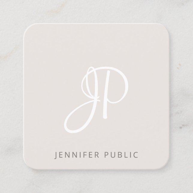 Creative Modern Elegant Monogram Template Square Business Card (Front)