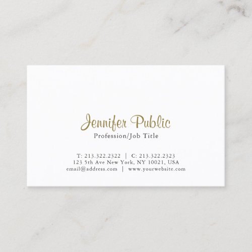 Creative Modern Elegant White Simple Plain Business Card