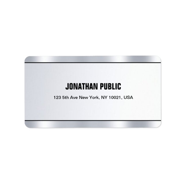 Creative Modern Glamour Black Silver Chic Template Label (Front)