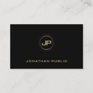 Creative Modern Gold Monogram Black Template Business Card