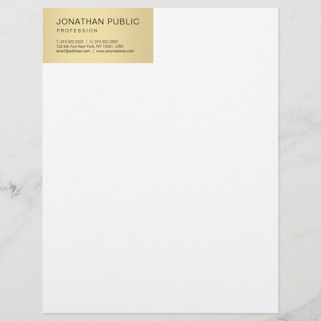 Creative Modern Gold White Template Elegant Simple Letterhead (Front)