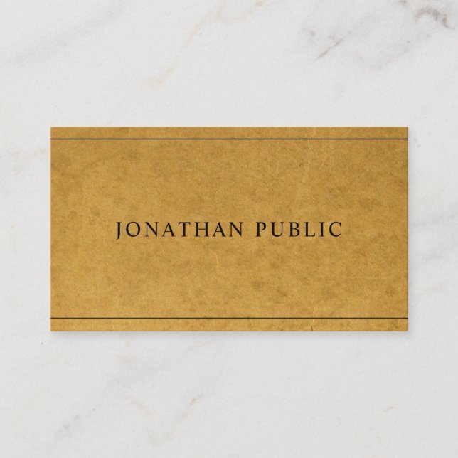 Creative Modern Kraft Paper Effect Unique Plain Business Card (Front)