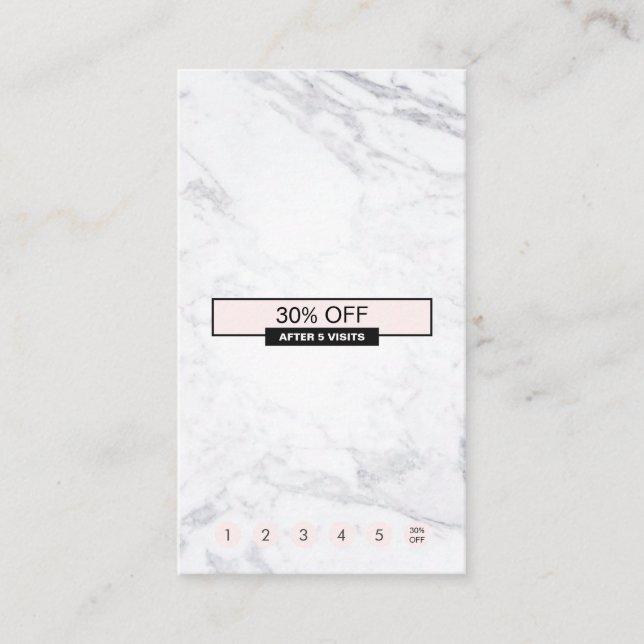 Creative Modern Marble PastelPink Loyalty Vertical Business Card (Front)