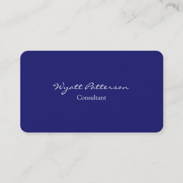 Creative Modern Midnight Blue Plain Unique Business Card (Front)