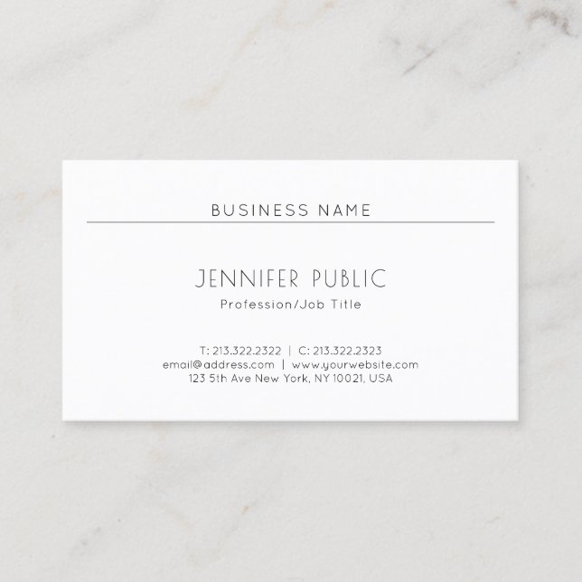 Creative Modern Minimalist Beautiful Sleek Plain Business Card (Front)