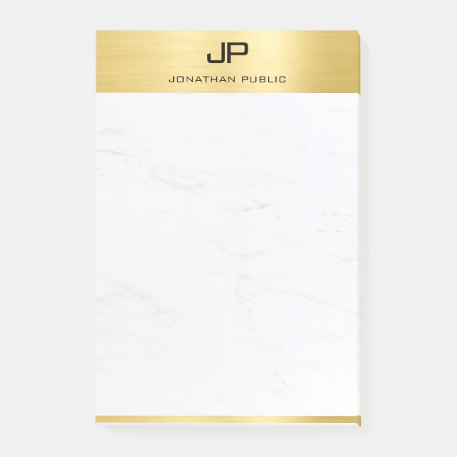 Creative Modern Minimalist Design Gold Marble Chic Post-it Notes (Front)