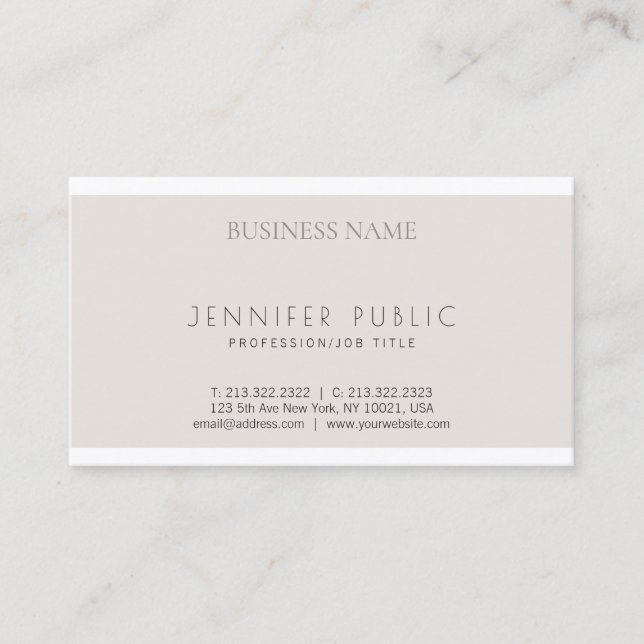 Creative Modern Minimalist Design Plain Trendy Business Card (Front)