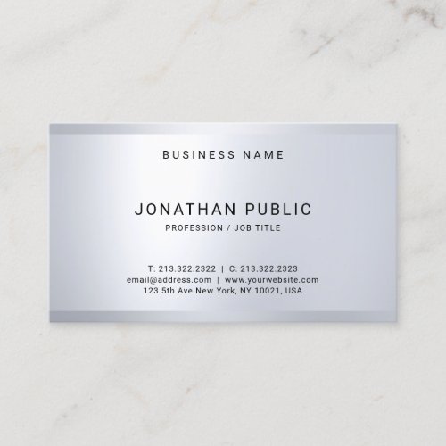 Creative Modern Minimalistic Silver Look Template Business Card