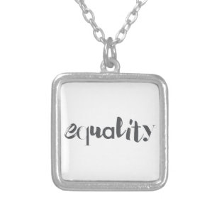 Creative, modern, playful, cool design of Equality Silver Plated Necklace