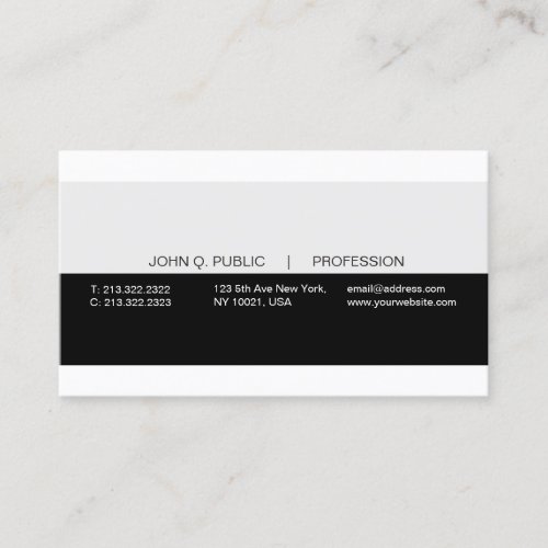 Creative Modern Professional Black Grey White Business Card