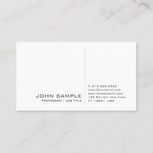 Creative Modern Professional Simple White Plain Business Card