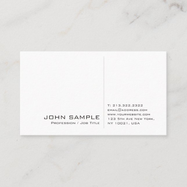 Creative Modern Professional Simple White Plain Business Card (Front)