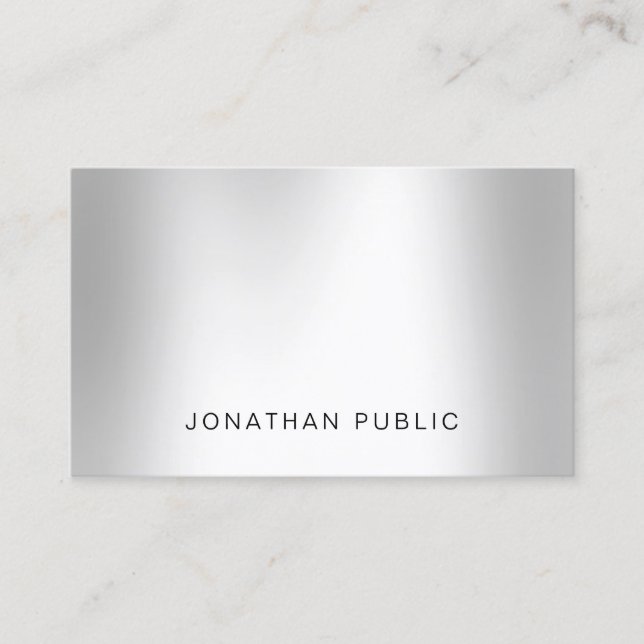 Creative Modern Silver Look Professional Elegant Business Card (Front)
