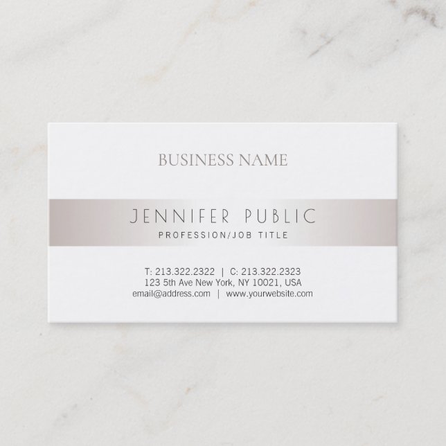 Creative Modern Sleek Design Faux Silver Trendy Business Card (Front)