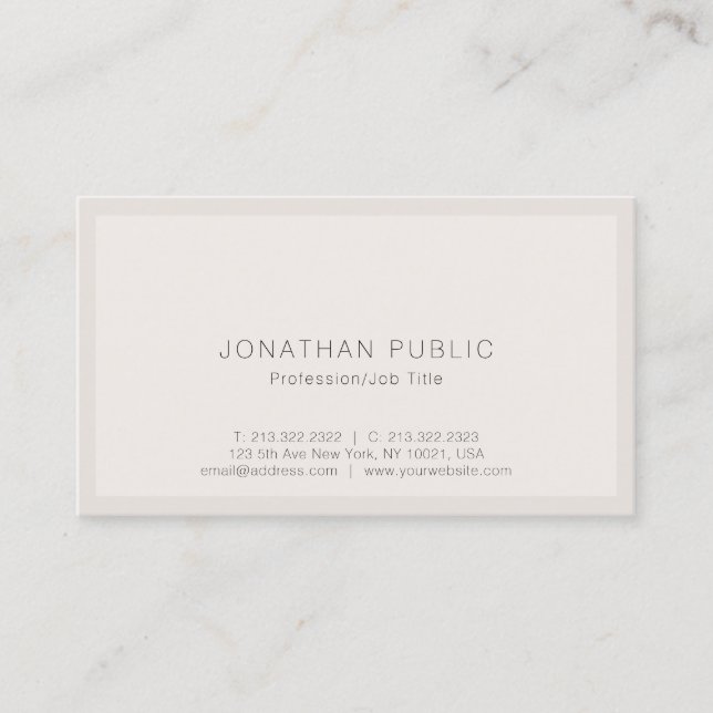 Creative Modern Sophisticated Simple Template Top Business Card (Front)