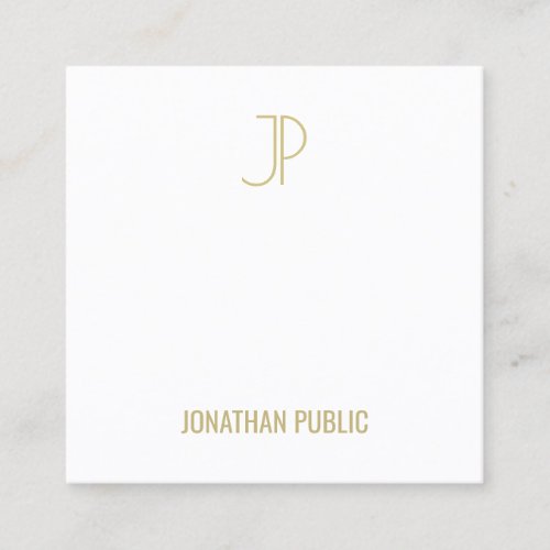 Creative Modern Template Gold Monogrammed Top Square Business Card