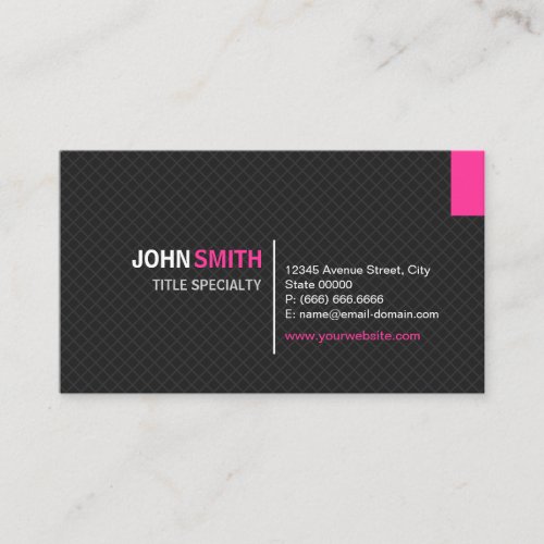 Creative Modern Twill Grid - Black and Pink Business Card Template