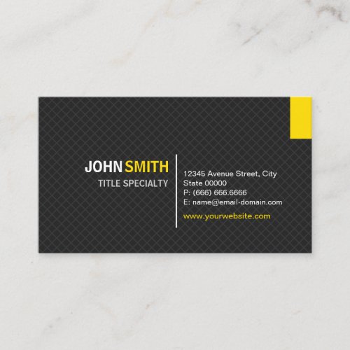 Creative Modern Twill Grid - Black and Yellow Business Cards