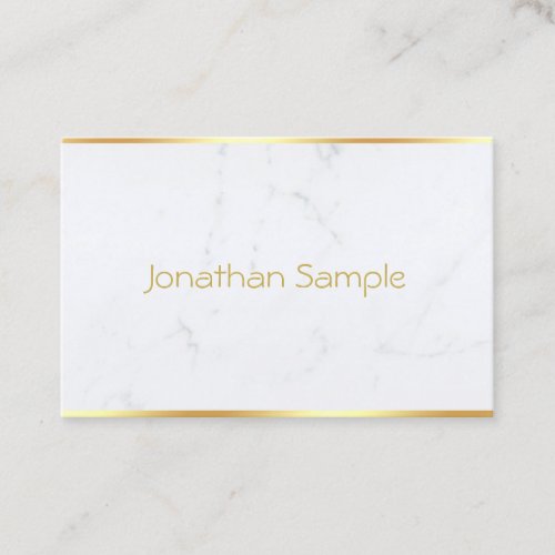 Creative Modern White Marble Gold Text Template Business Card