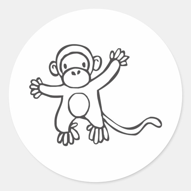 Creative Monkey in Sketch Drawing Classic Round Sticker (Front)