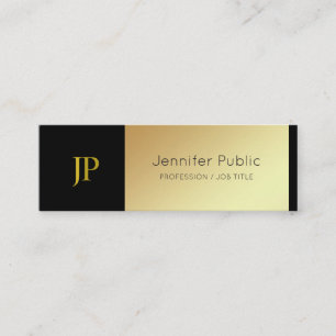 Creative Monogram Black and Gold Design De Luxe Mini Business Card