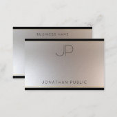 Creative Monogram Gold Silver Elegant Modern Luxe Business Card (Front/Back)